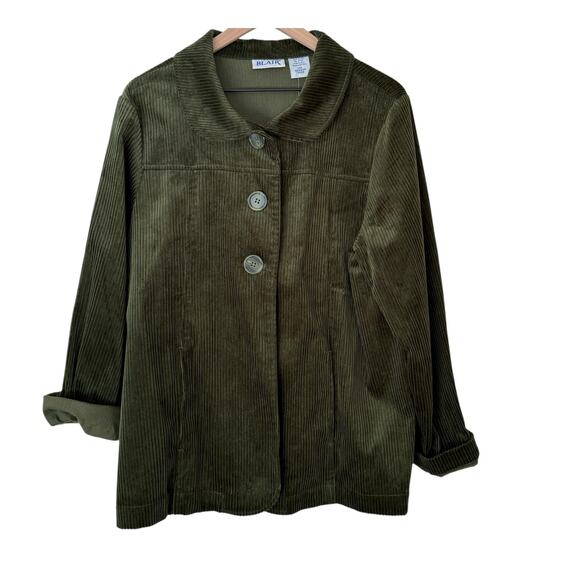 Blaire Woman's Size L Corduroy Olive Green Vintage Button Collared Jacket - Picture 2 of 6
